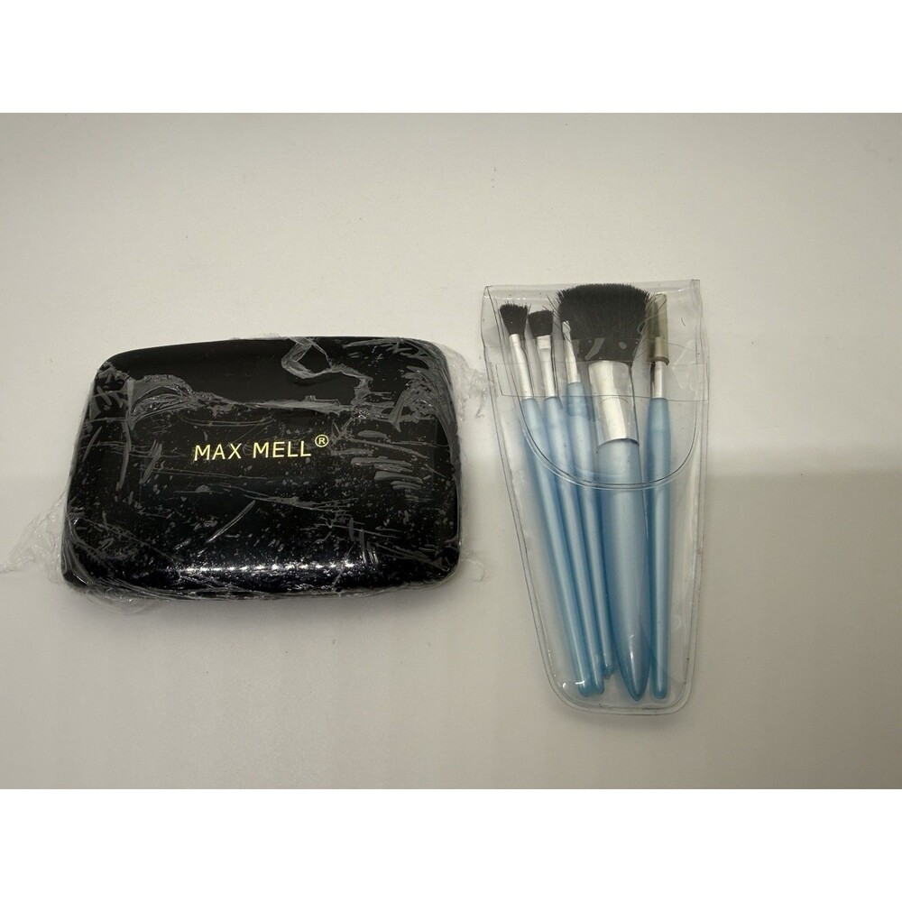 MAKE UP KIT MAX MELL 12 Eyeshadow Shimmery or Metallic Finish, 5 Pcs Brush Set